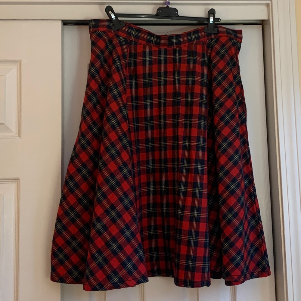 Red & Black Plaid Flannel Circle Skirt